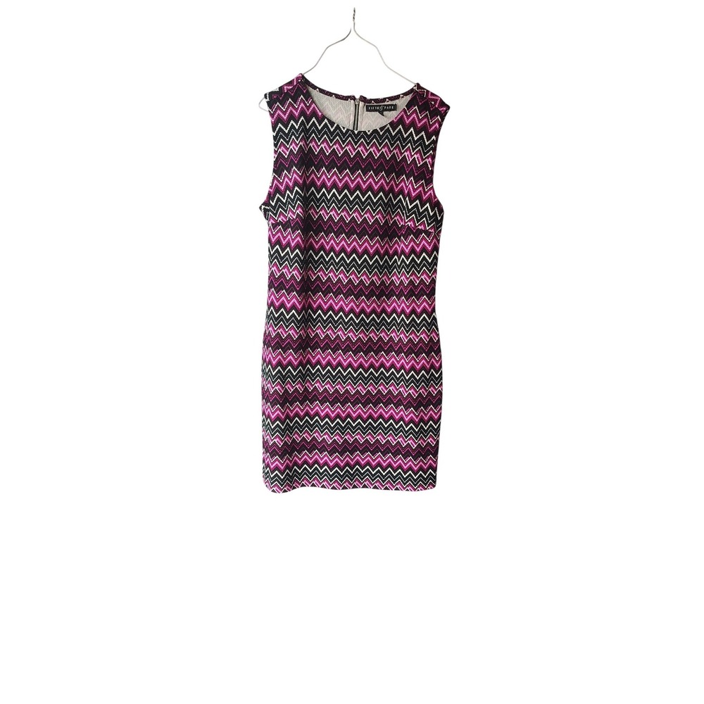 Fifth &‎ Park Womens Pink Black Chevron ZigZag Sleeveless Sheath Dress Large
